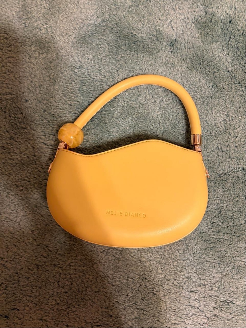 Melie Bianco Mustard Yellow Sculpted Top-Handle Mini Bag - Picture 2 of 8
